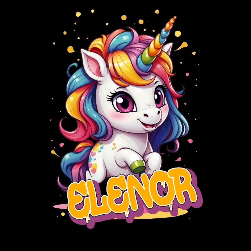 ELENOR - Schöner Mädchen Name mit süßem Einhorn