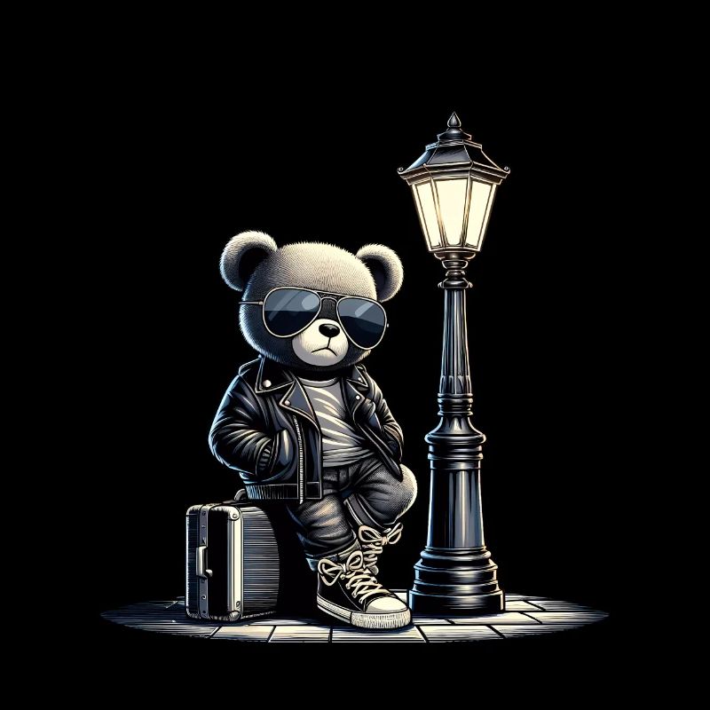 Cool Teddy Bear Leather Motorcycle Jacket Goes on a Trip