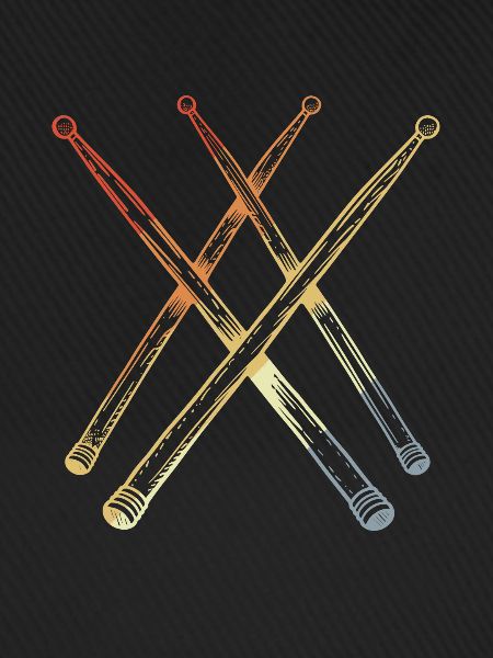 Retro Drumsticks Sketch