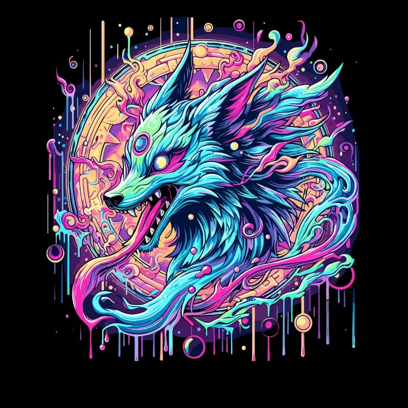 Psychedelische Fuchs Kopf Goa Kunst