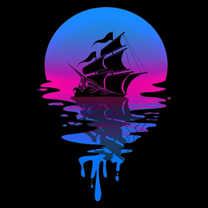 Bateau pirate au coucher du soleil