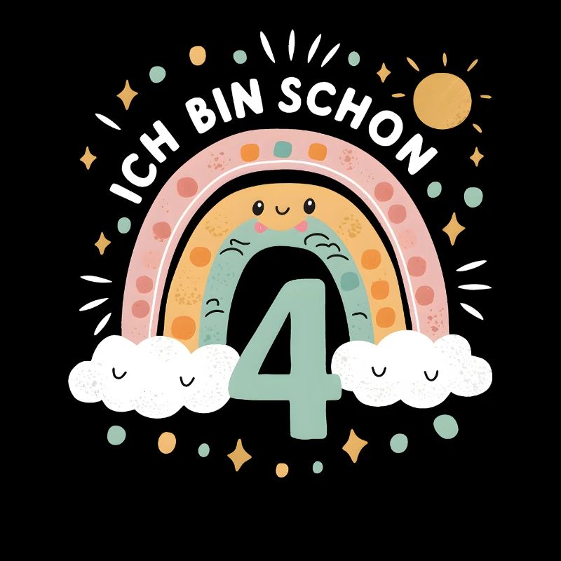 4. Geburtstag Geburtstagsshirt Regenbogen Wolke