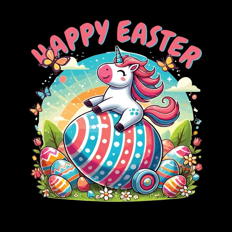 Joyeuses Pâques Licorne - Conception d’oeuf coloré
