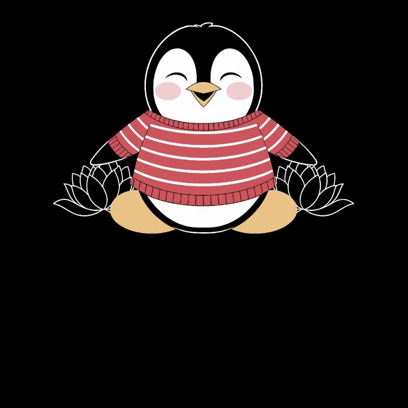Meditierender Pinguin im Streifenpullover