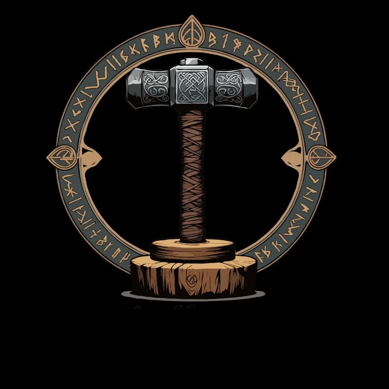 Viking Hammer Warrior Valhalla Runic Circle Thor