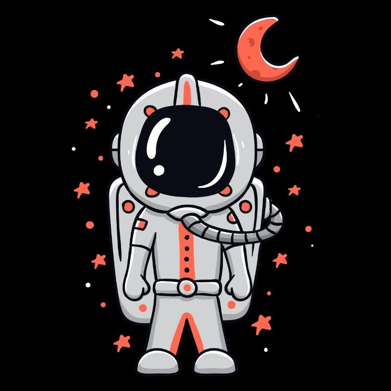 Astronaute mignon avec la lune et les étoiles