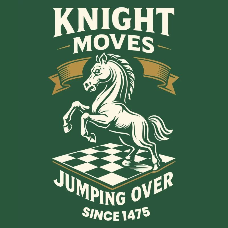 Knight moves and jumps over chess player