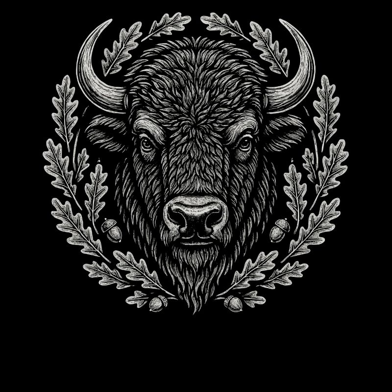 Europäischer Bison mit Eichenkranz Kunst