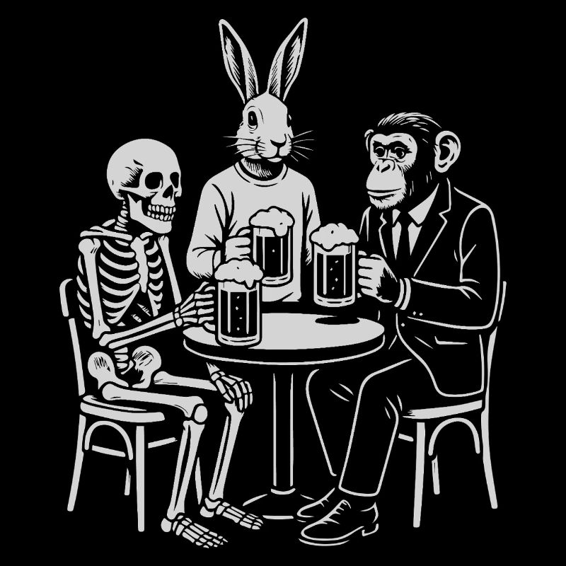 Pub Night Trio: Skeleton Rabbit and monkey