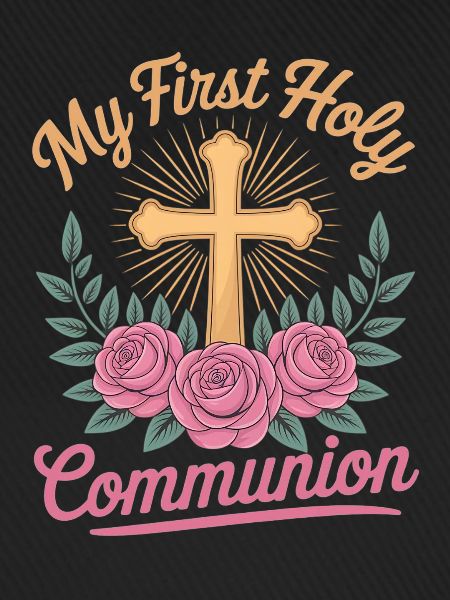 First Holy Communion Cross Roses