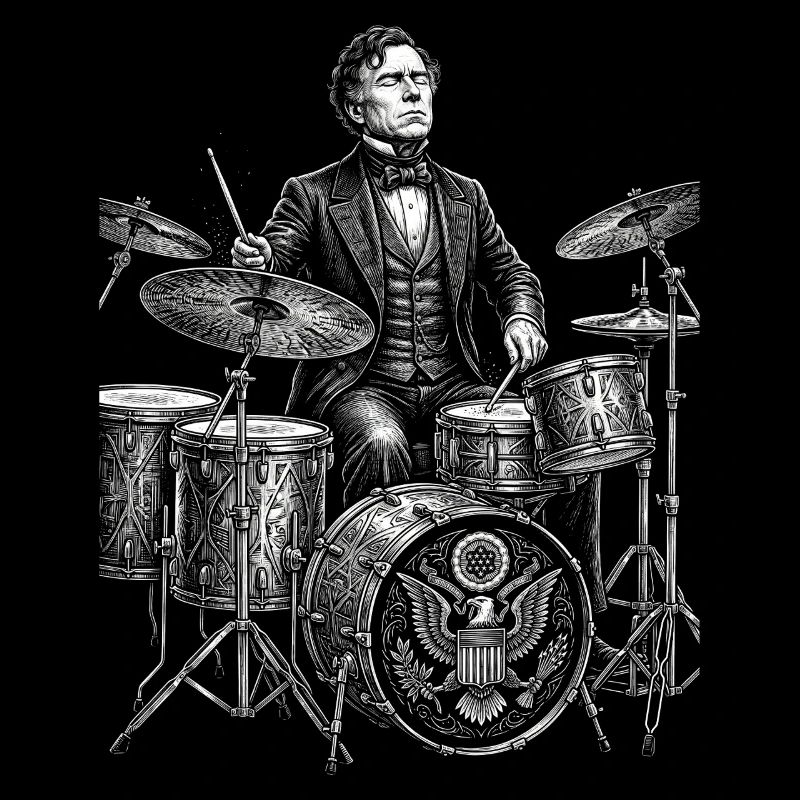 Franklin Pierce joue de la batterie