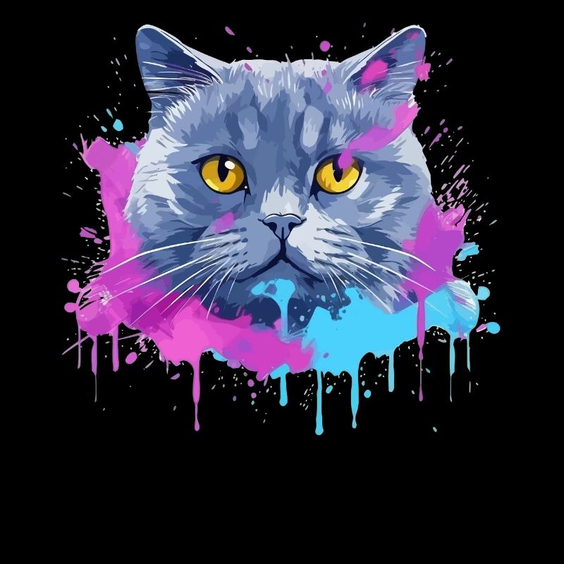 Bunte Splash-Kunst Britisches Kurzhaar-Katzengesicht