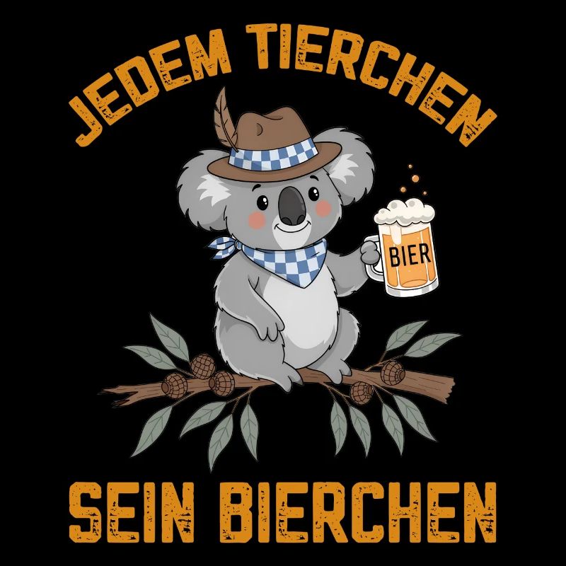 Jedem Tierchen sein Bierchen Koala Bär trinkt Bier