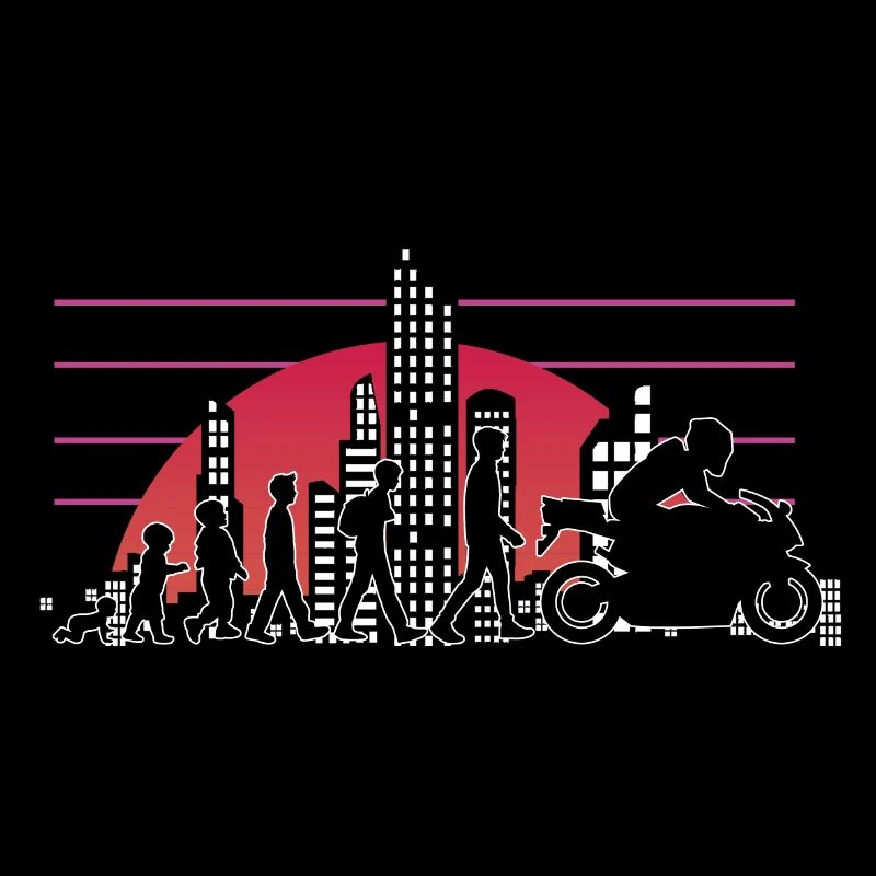 Moto Evolution Vintage 80s Retro Biker