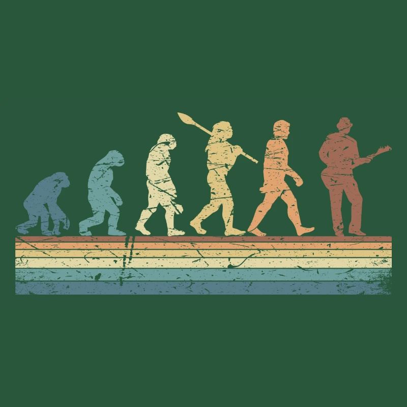 Human Evolution Guitar Band Retro Vintage