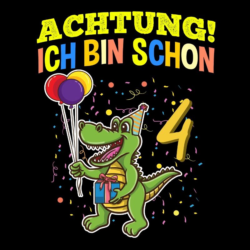Achtung Ich Bin Schon 4 Geburtstag Alligator