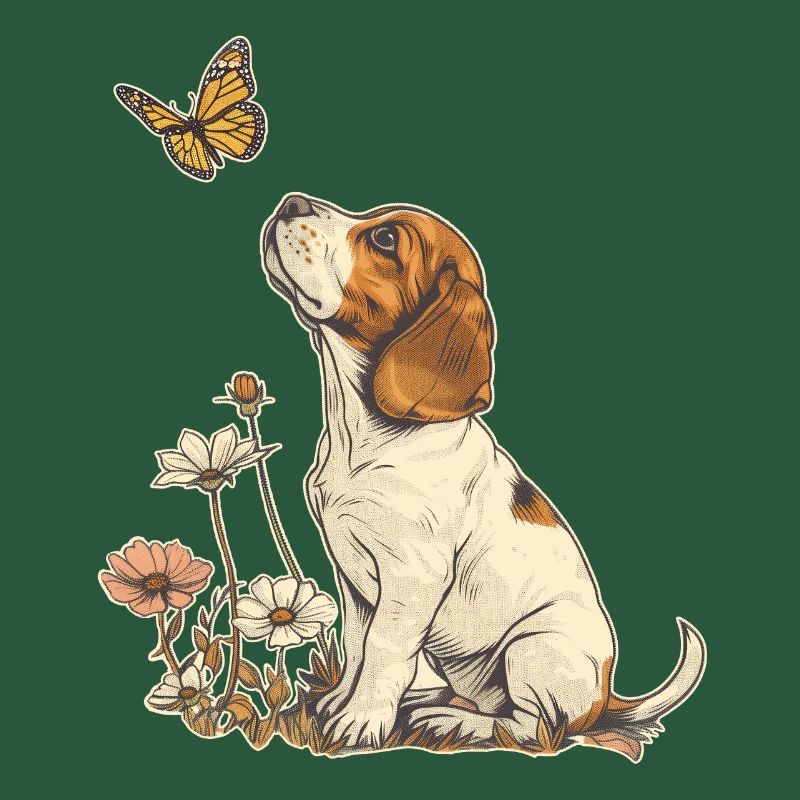 Beagle et papillon