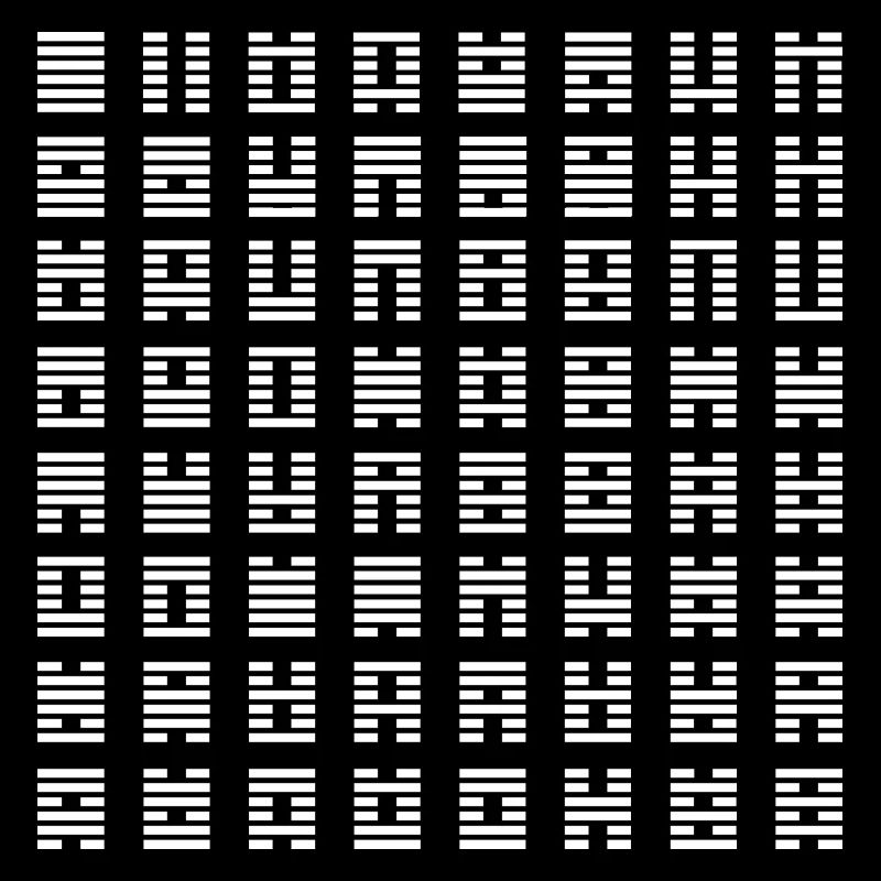 64 Hexagrammes I oracle Ching Symboles de sagesse