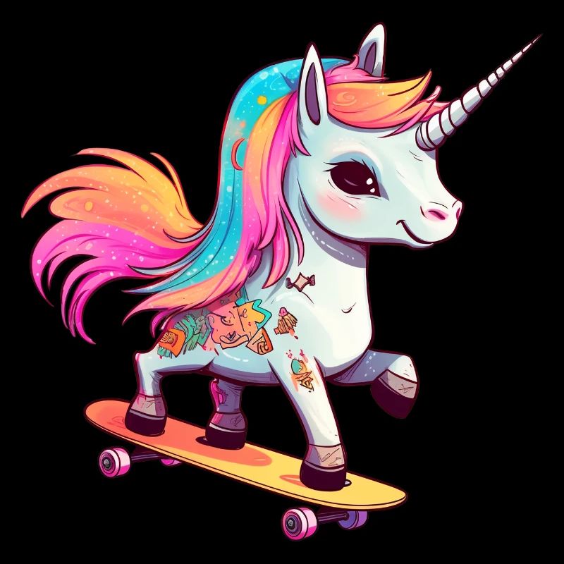 Unicorn on a skateboard