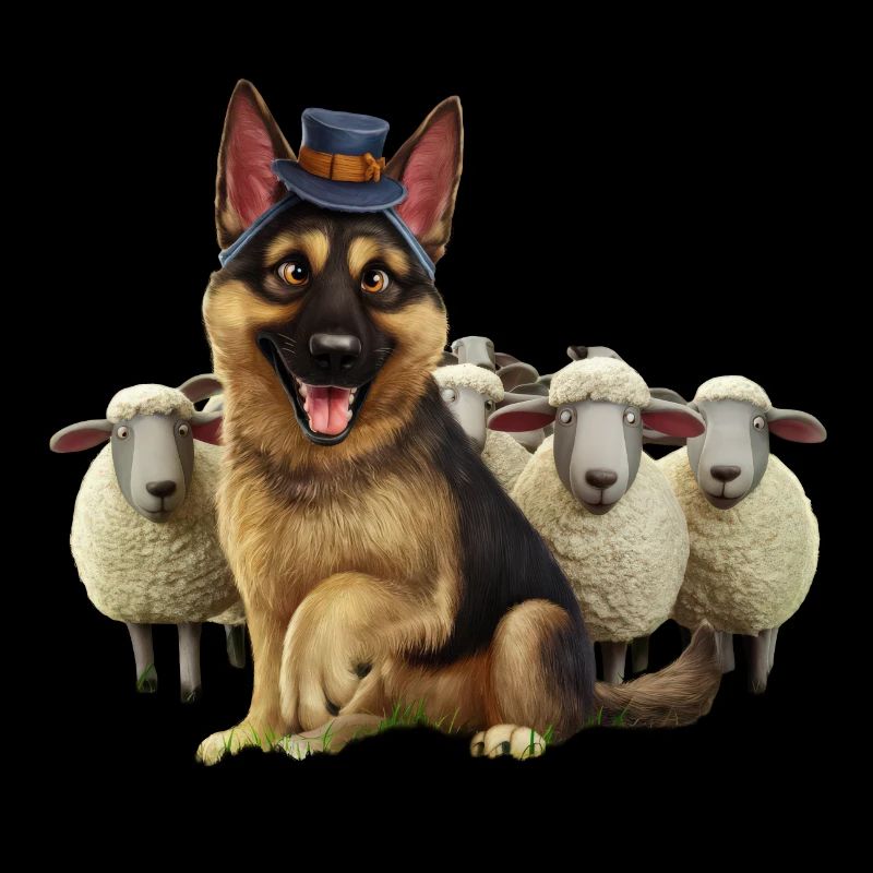 Deutscher Schäferhund mit kleinen Schäfchen