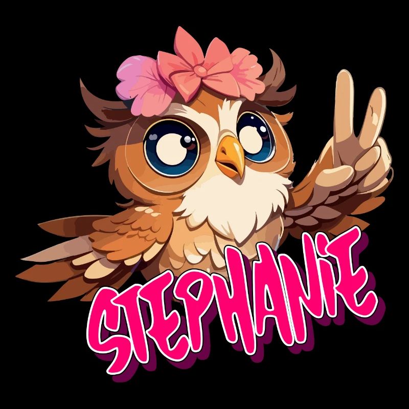 STEPHANIE - Schöner Mädchen Name mit süßer EULE