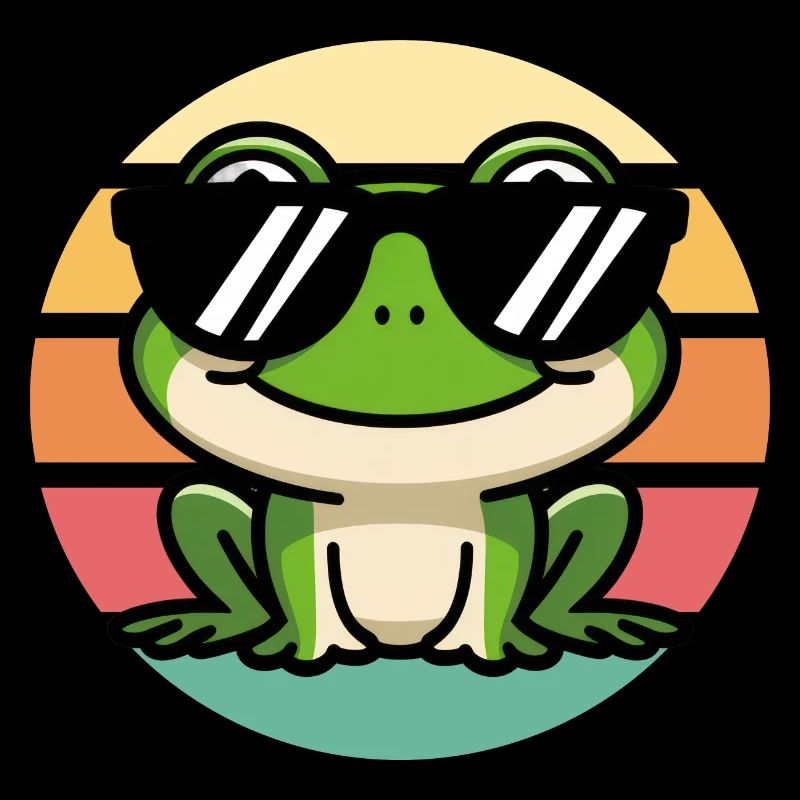 Cool Frog With Sunglasses Vintage Sunset