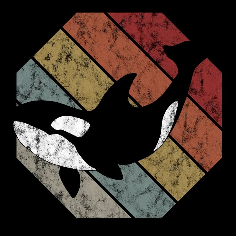 Orca Schwertwal Killerwal Geschenk Retro Wal Ozean