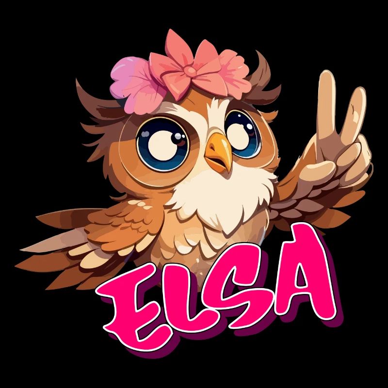 ELSA - Schöner Mädchen Name mit süßer EULE