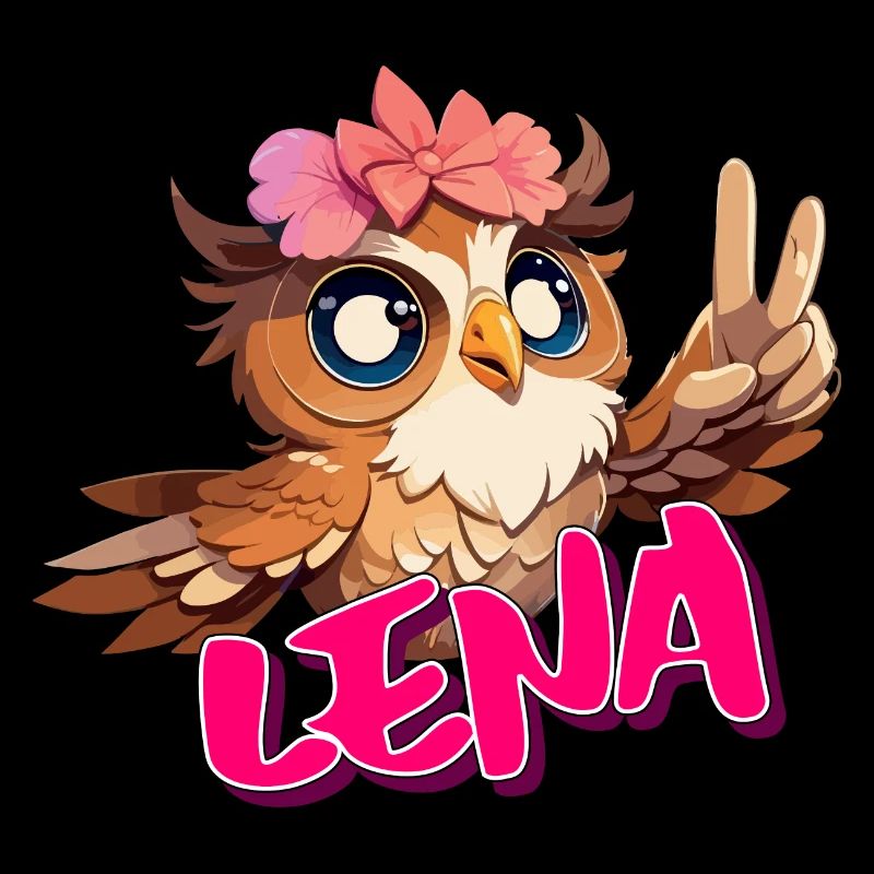LENA - Schöner Mädchen Name mit süßer EULE