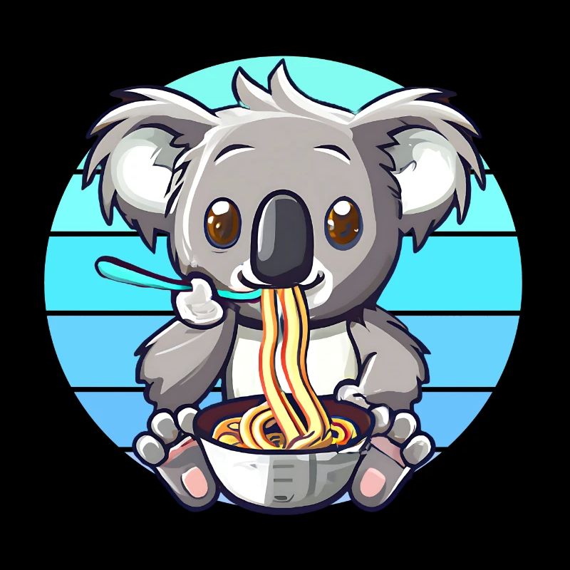 Koala eats ramen noodles