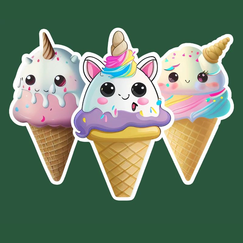 Einhorn Eis in Waffel Unicorn Ice in Waffle