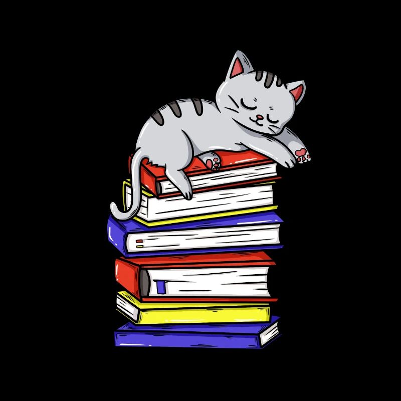 Cat kitten reading a book bookworm gift