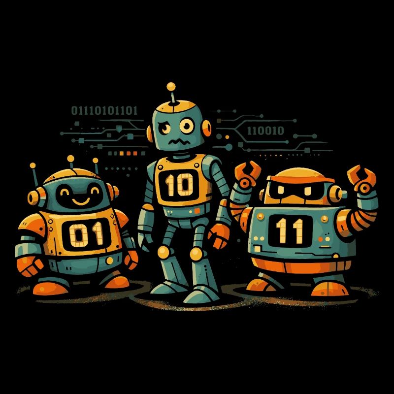 Robots Geek Code Binaire Informatique IT