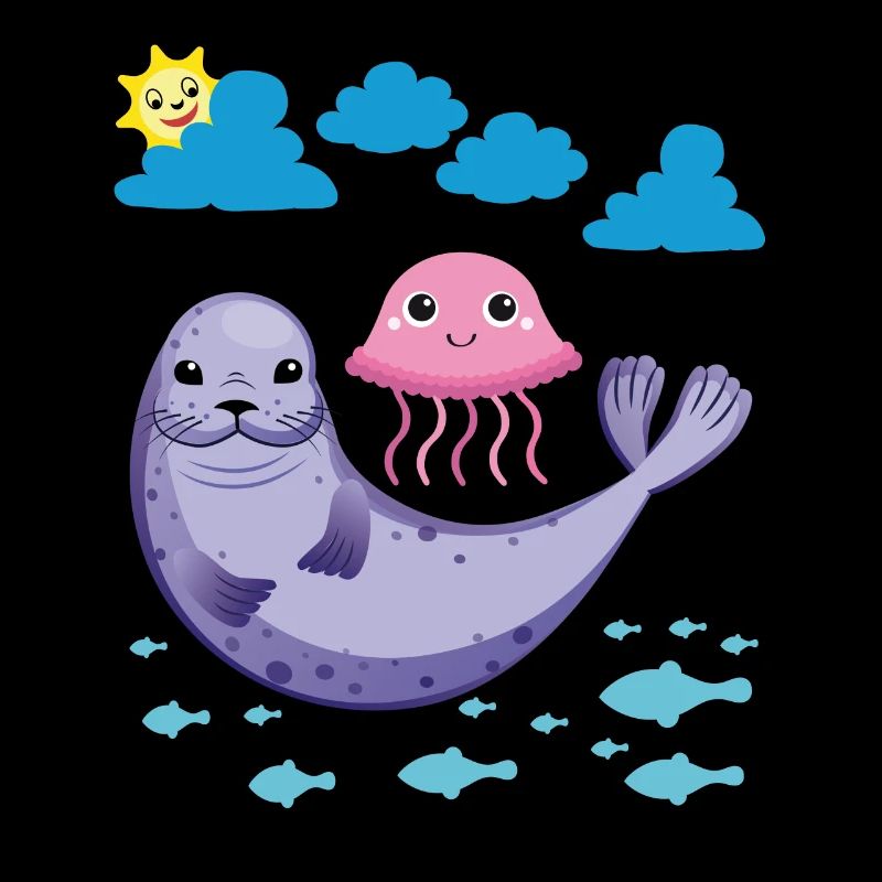 Small seal Sun Fish Jellyfish