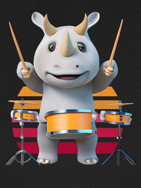 Drum-playing rhinoceros