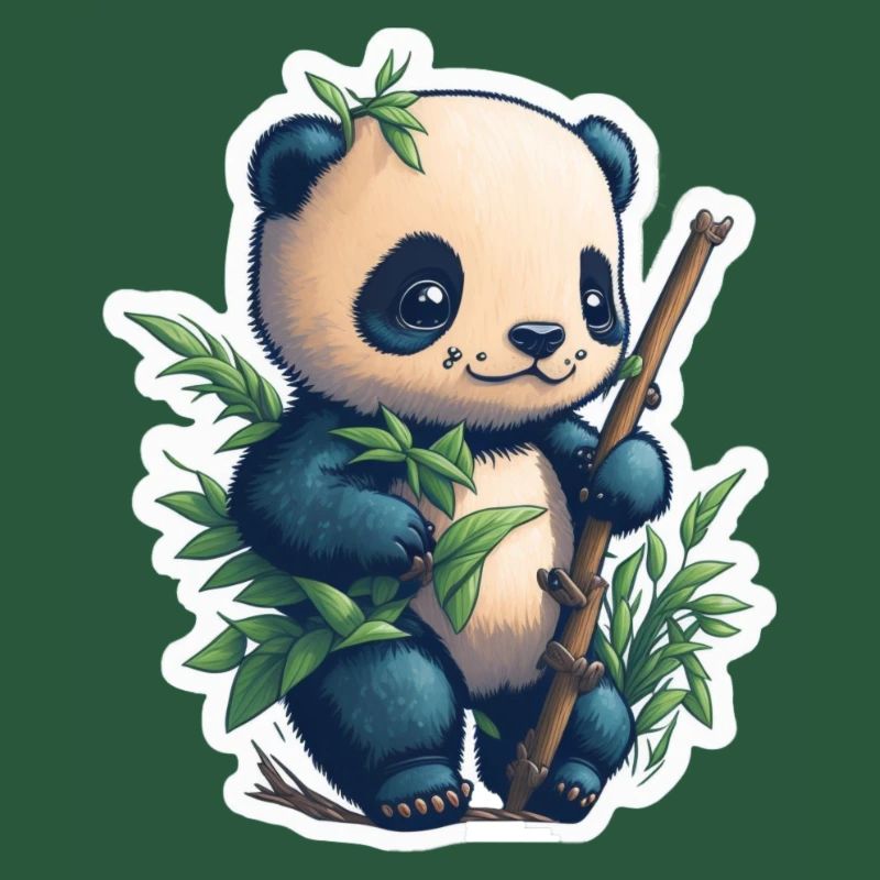 Cute Panda with Bamboo