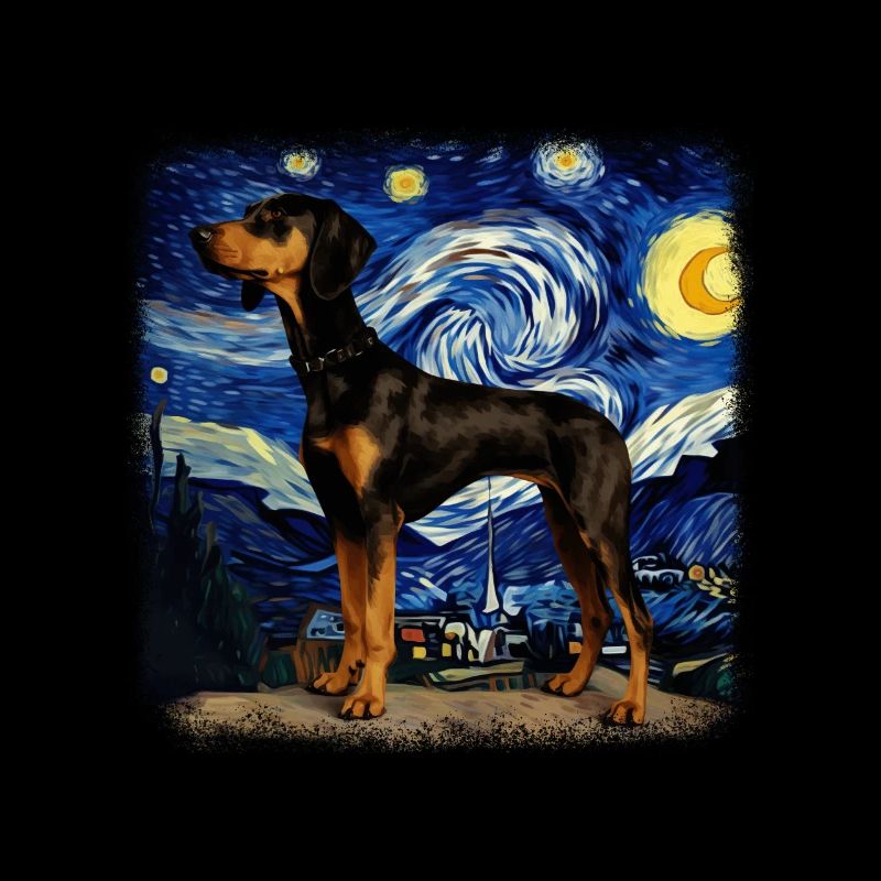 Black and Tan Coonhound Van gogh starry night