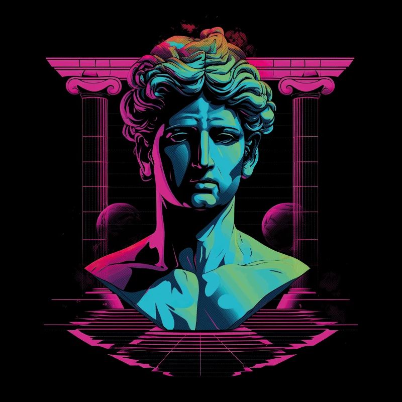 80er Klassische griechische statue Synthwave