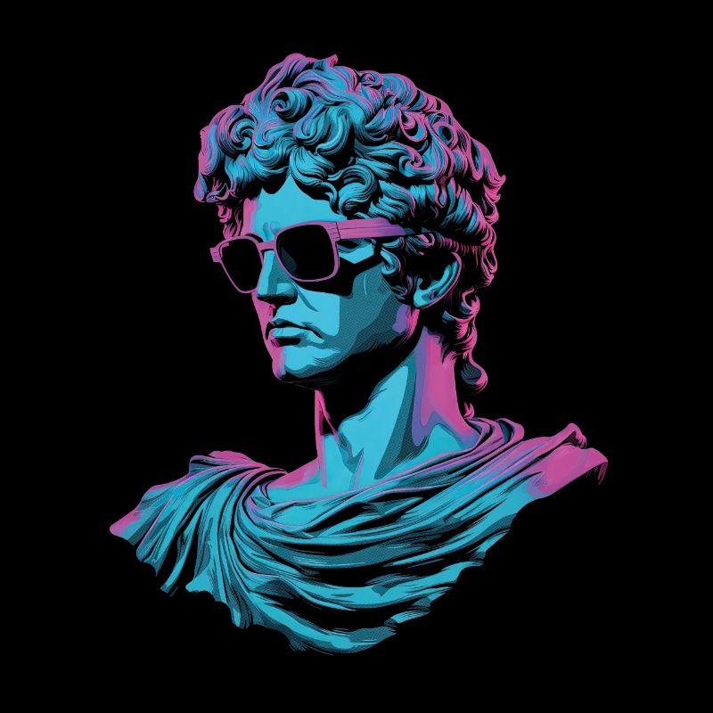 80er Klassische griechische statue Synthwave