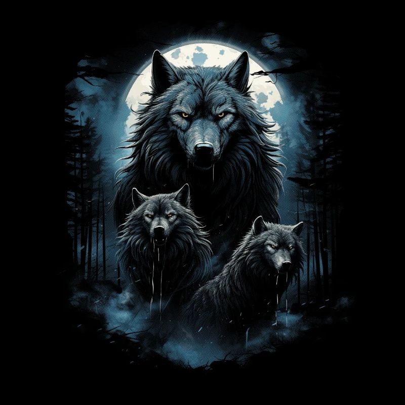 Dunkle Kunst Wolf Wald Mythisch