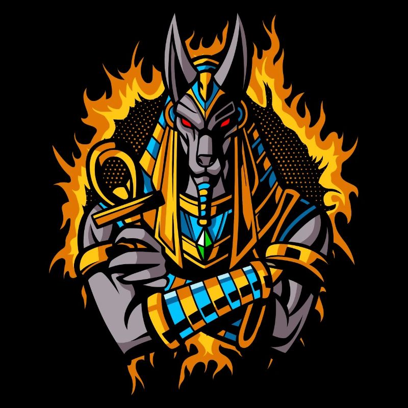 Anubis Dieu avec demi-teinte or feu