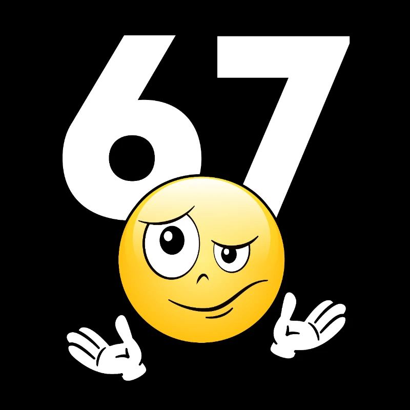 Numer 67 z emotikonem