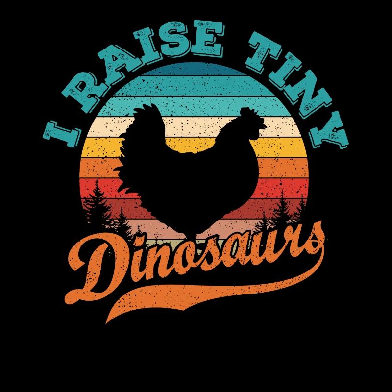 I Raise Tiny Dinosaurier Retro 70 Huhn Silhouette