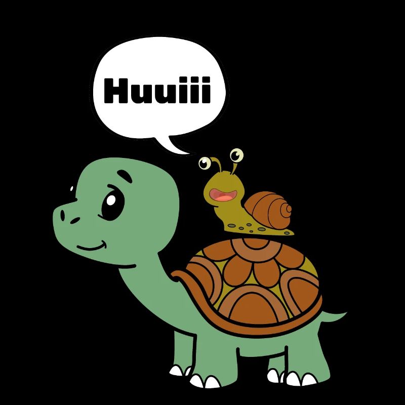 Funny snail on turtle