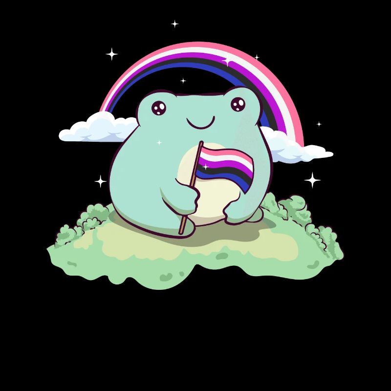 Gender Fluid Pride Flag Cute Frog Subtle LGB