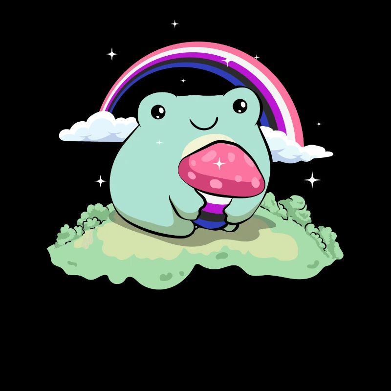 Gender Fluid Pride Flag Cute Frog Mushroom Subtle