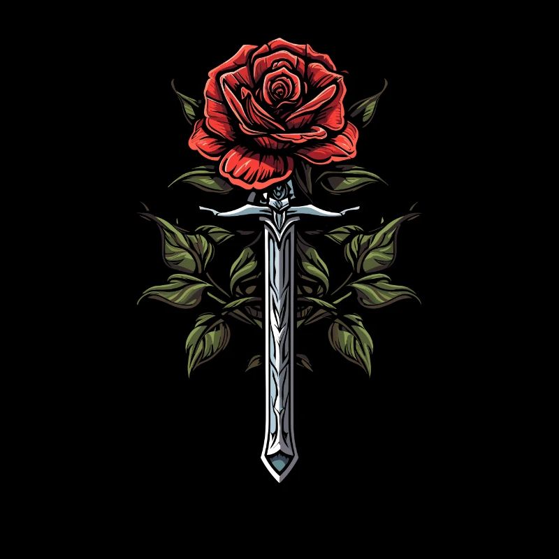 Épée Goth Rose rouge