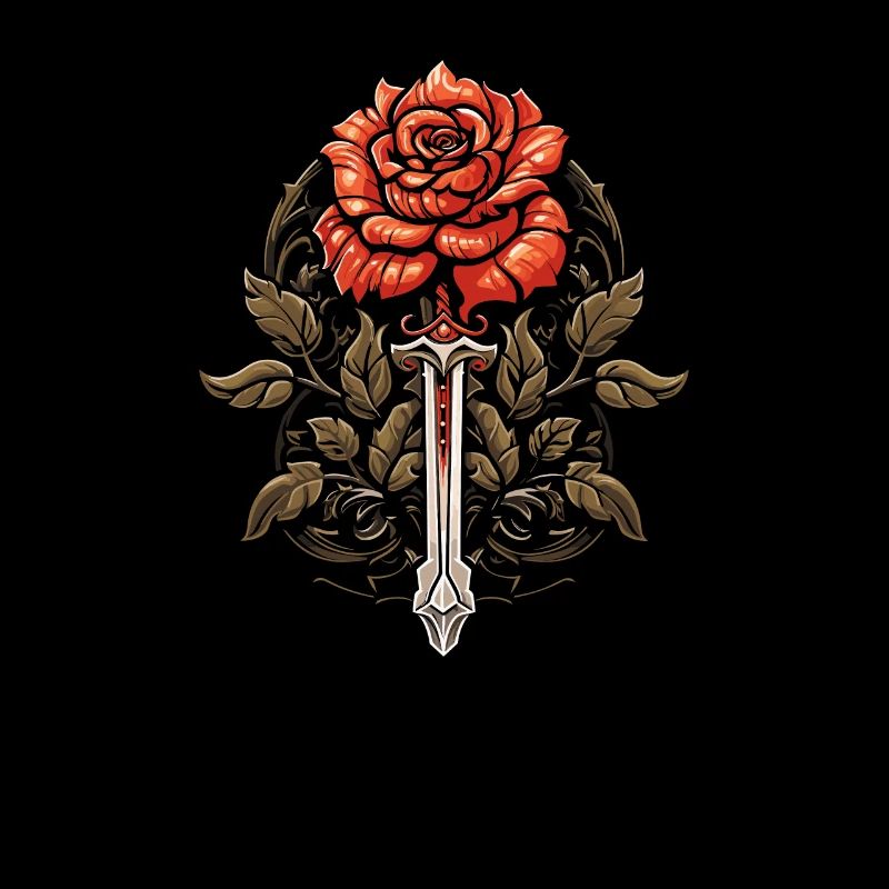 Épée Goth Rose rouge