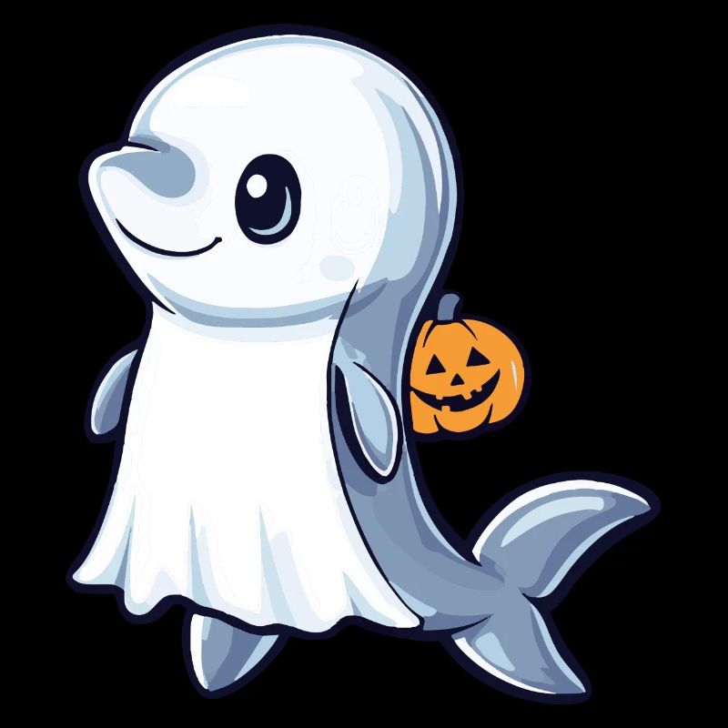 Dolphin Halloween Comic Ghost
