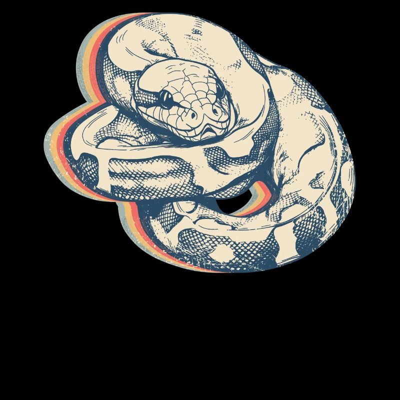 Kugelpython Schlange Retro Line Art